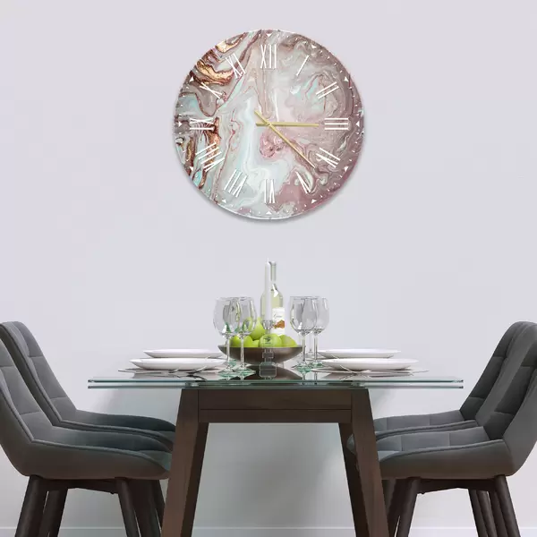 Glass Clock in Liquid Stone - 30cm Wide