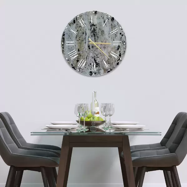 Glass Clock in Marble - 30cm Wide