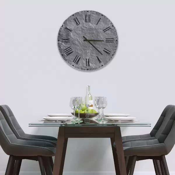 Glass Clock in Monochrome Slate - 30cm Wide