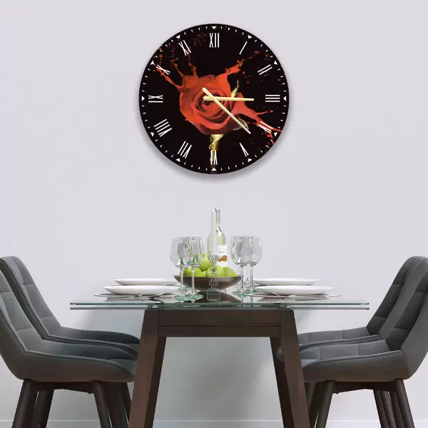 Glass Clock in Paint Drip Rose - 30cm Wide