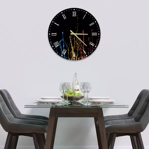 Glass Clock in Paint Splash - 30cm Wide