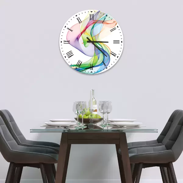 Glass Clock in Rainbow Wave - 30cm Wide