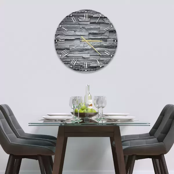 Glass Clock in Slate Wall - 30cm Wide