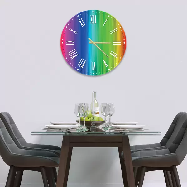 Glass Clock in Spectrum - 30cm Wide