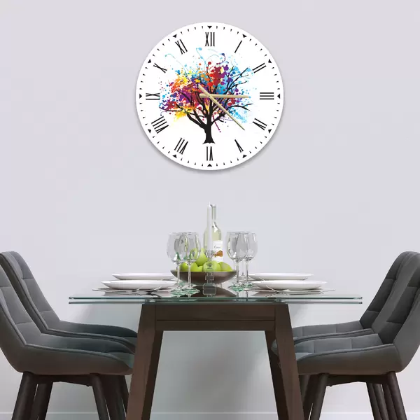 Glass Clock in Tree Splash - 30cm Wide