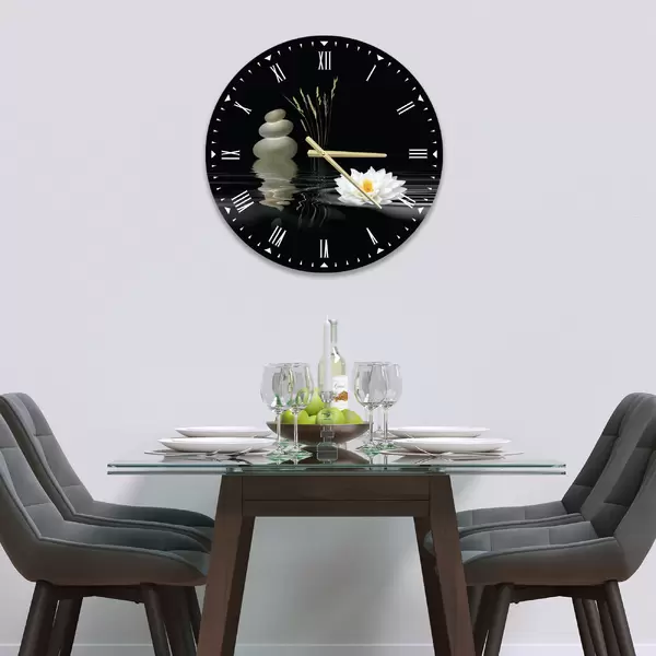 Glass Clock in Water Lily - 30cm Wide