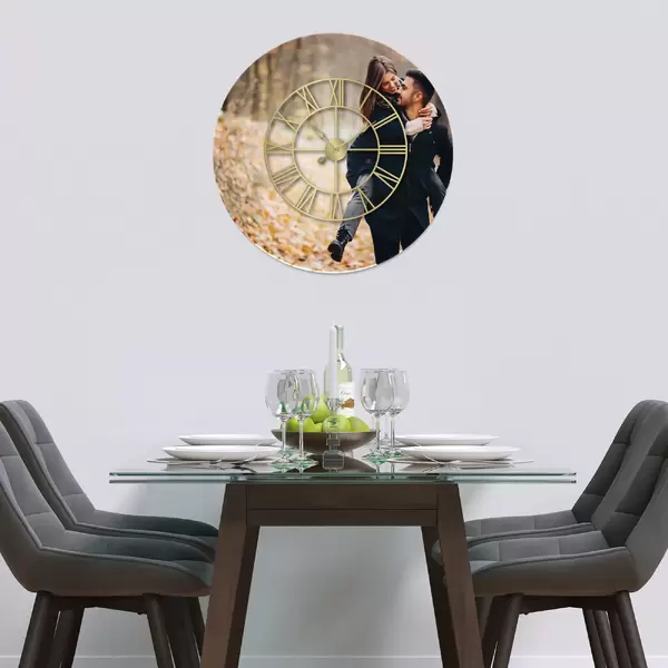 Glass Clock with Frame Printed With Your Own Photo