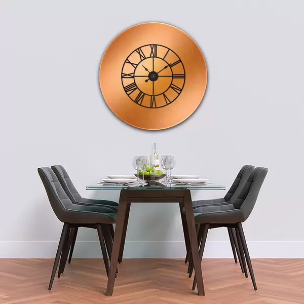 Glass Clock With Skeleton Frame in Brushed Copper - 70cm Wide
