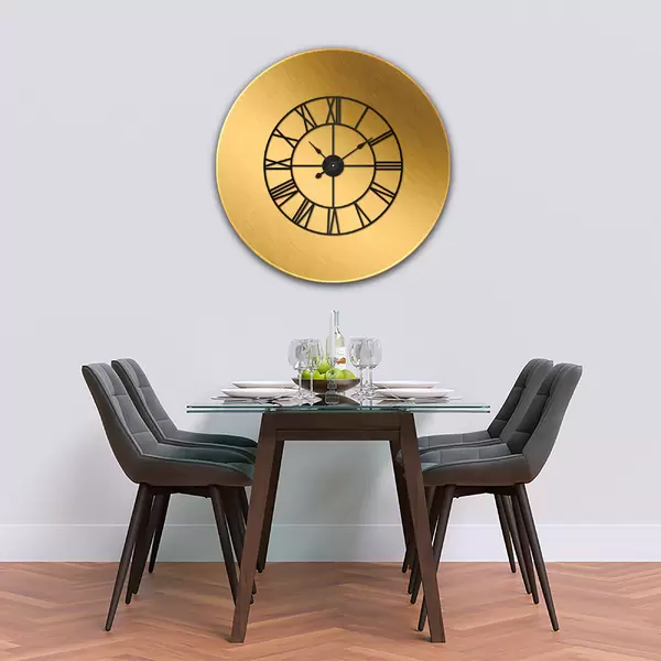 Glass Clock With Skeleton Frame in Brushed Gold - 50cm Wide