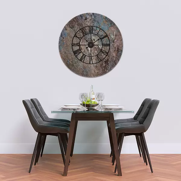 Glass Clock With Skeleton Frame in Concrete - 70cm Wide