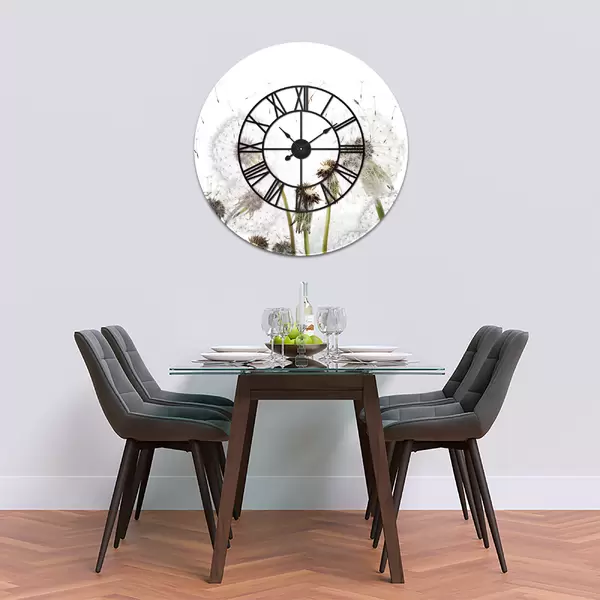Glass Clock With Skeleton Frame in Dandelion Clocks - 100cm Wide