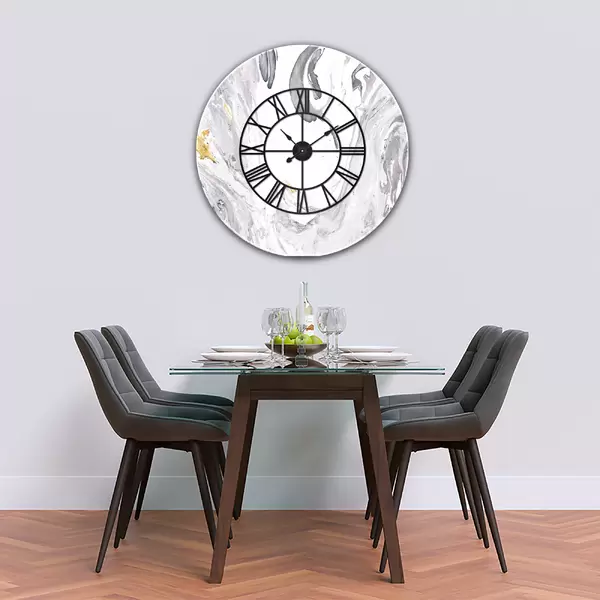 Glass Clock With Skeleton Frame in Liquid Azurite - 90cm Wide