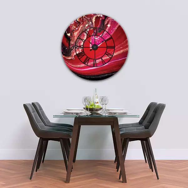 Glass Clock With Skeleton Frame in Liquid Lava - 50cm Wide