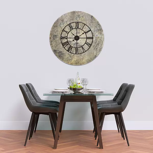 Glass Clock With Skeleton Frame in Old Stone - 70cm Wide
