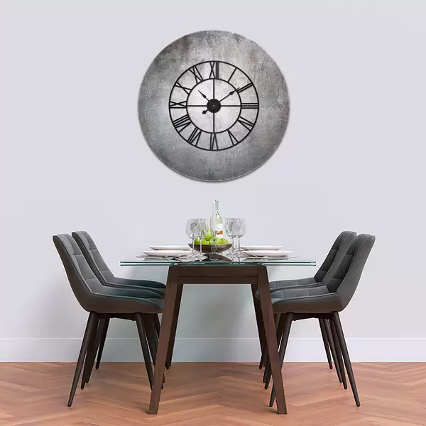 Glass Clock With Skeleton Frame in Polished Concrete - 100cm Wide