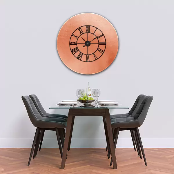 Glass Clock With Skeleton Frame in Rose Gold - 100cm Wide