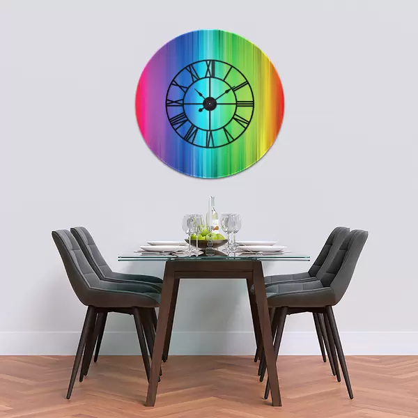 Glass Clock With Skeleton Frame in Spectrum - 100cm Wide