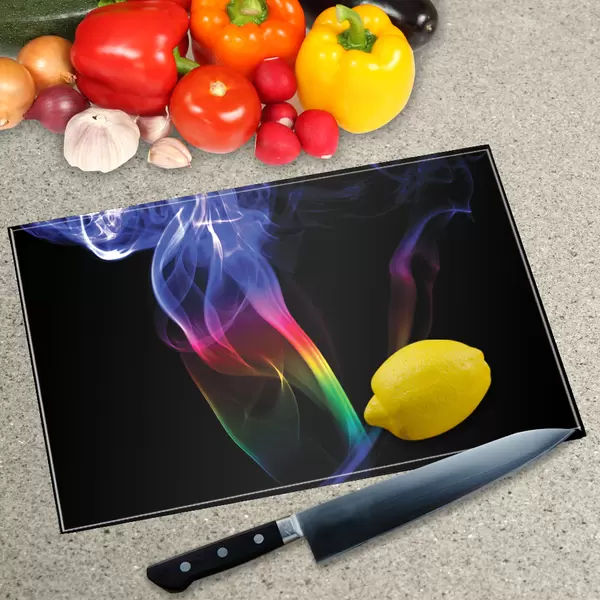 Glass Chopping Board - Worktop Saver In Rainbow Smoke