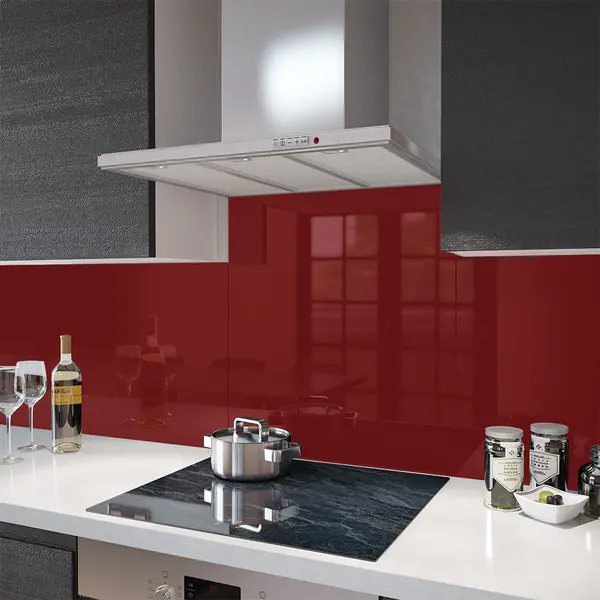 Deep Red - Kitchen Glass Splashback - 30cm Wide x 40cm High