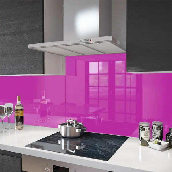 Fuchsia Pink - Kitchen Glass Splashback - 30cm Wide x 40cm High