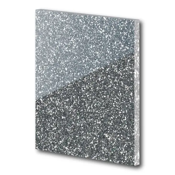 Acrylic Sheet Glitter - In Silver - 3mm 400mm by 400mm