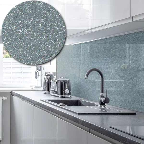 Sparkle Acrylic Splashback - Painted in Squirrel Grey - 5mm sample