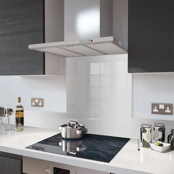 Silver - Kitchen Glass Splashback - 60cm Wide x 100cm High