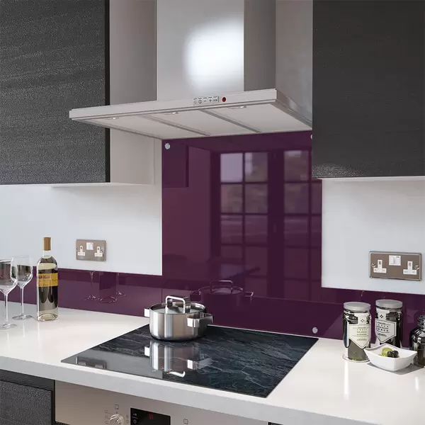 Deep Purple - Kitchen Glass Splashback With Fixing Holes - 60cm Wide x 75cm High