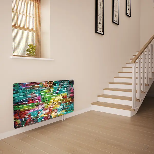 Glass Radiator Cover in Rainbow Brick Wall - Extra Small