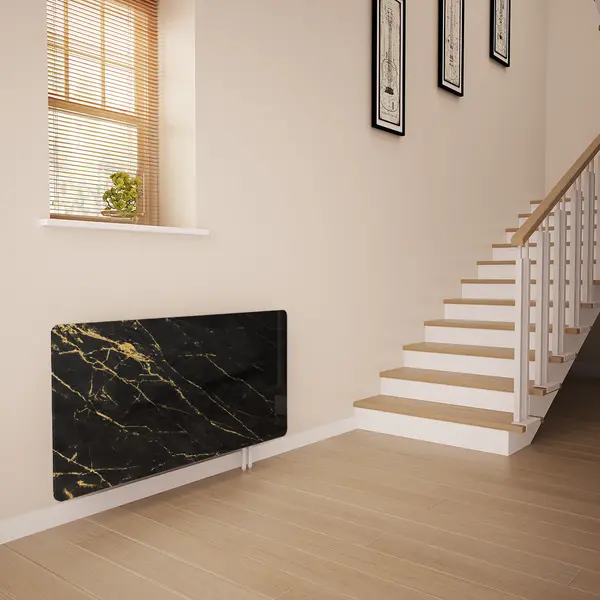 Glass Radiator Cover in Black Gold Veins - Extra Small