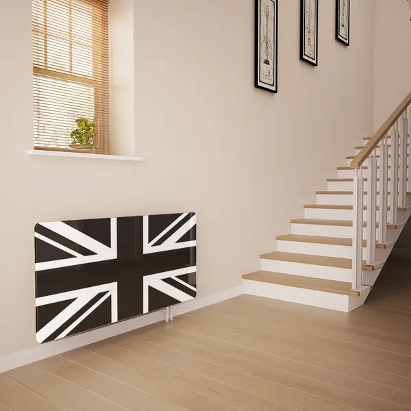 Glass Radiator Cover in Black N White Union Jack - Extra Small