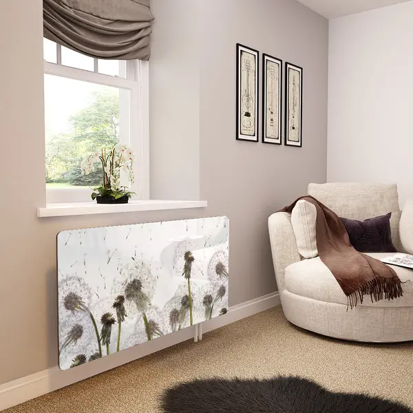 Glass Radiator Cover in Dandelion Clocks - Extra Small