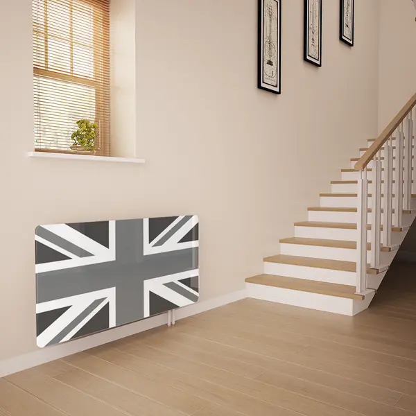Glass Radiator Cover in Grey Union Jack - Extra Small