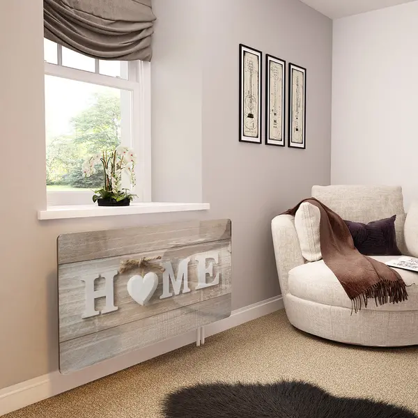 Glass Radiator Cover in Home and White Heart - Extra Small