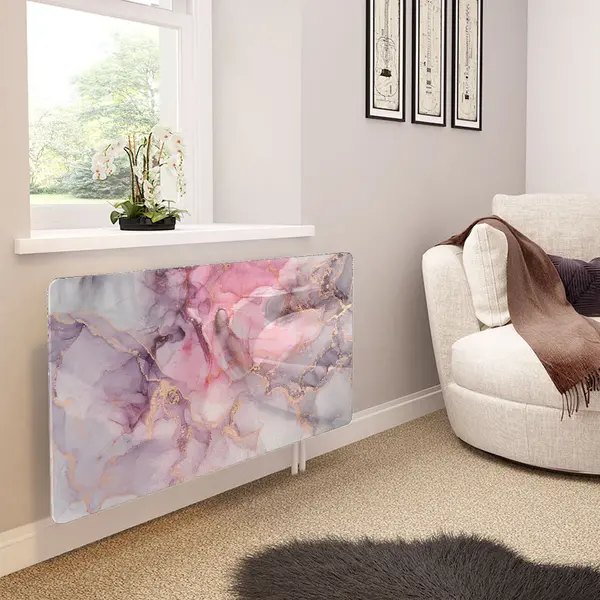 Glass Radiator Cover in Liquid Pink Marble - Extra Small