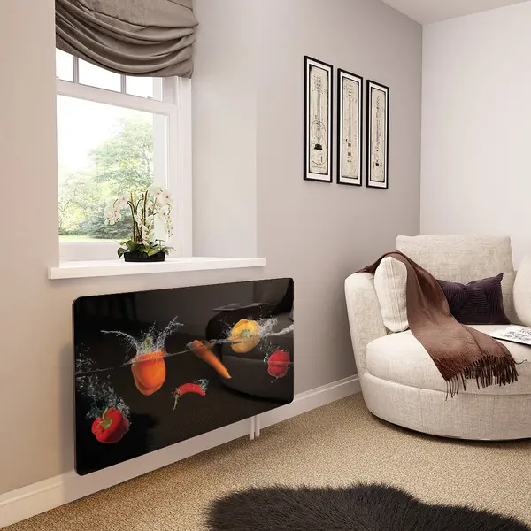 Glass Radiator Cover in Peppers and Chilli Splash - Extra Small