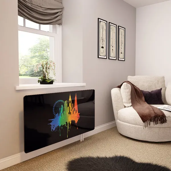 Glass Radiator Cover in 'Pride' London on Black - Extra Small