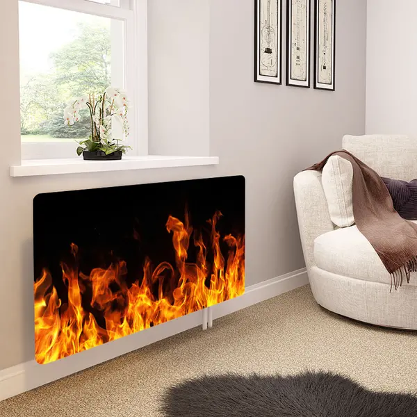 Glass Radiator Cover in Real Flames - Extra Small