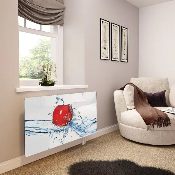 Glass Radiator Cover in Red Apple Splash - Extra Small