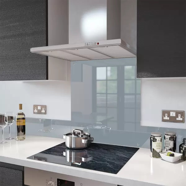 Squirrel Grey - Kitchen Glass Splashback With Fixing Holes - 60cm Wide x 75cm High