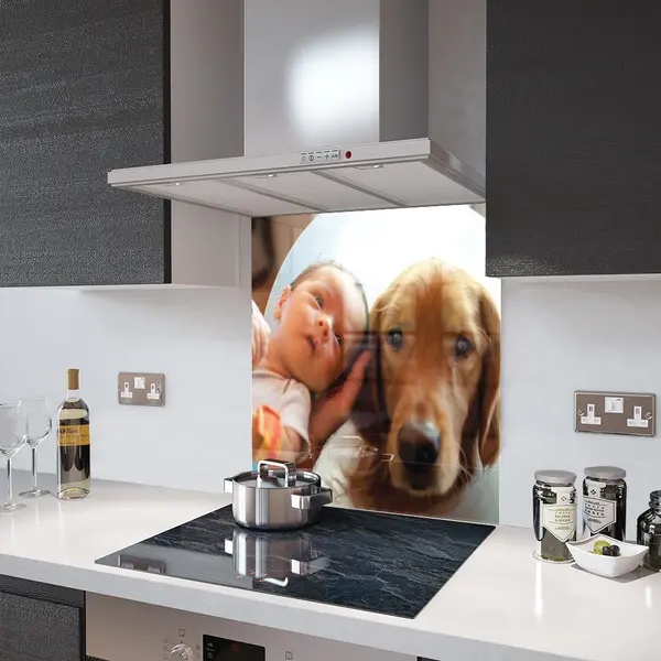 Personalised Printed Splashback With Fixing Holes- 110cm Wide by 75cm High