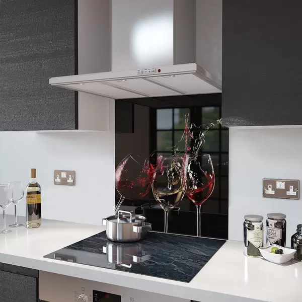 3 Glasses Of Wine - Kitchen Glass Splashback - 40cm Wide x 60cm High