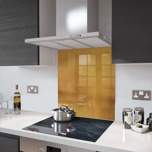 Glass Splashback With Fixing Holes in Antique Gold - 60cm Wide x 100cm High