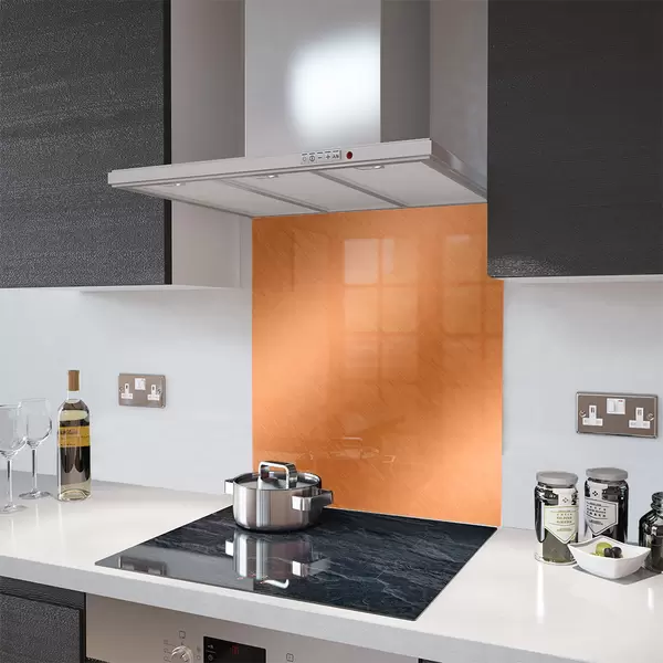 Glass Splashback With Fixing Holes in Brushed Copper - 60cm Wide x 100cm High