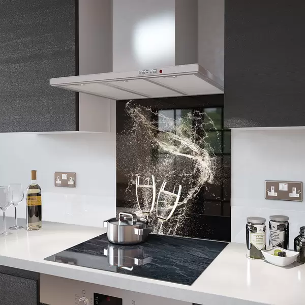 Glass Splashback With Fixing Holes in Champagne Toast - 60cm Wide x 100cm High
