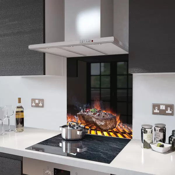 Char-grilled Steak - Kitchen Glass Splashback - 40cm Wide x 60cm High