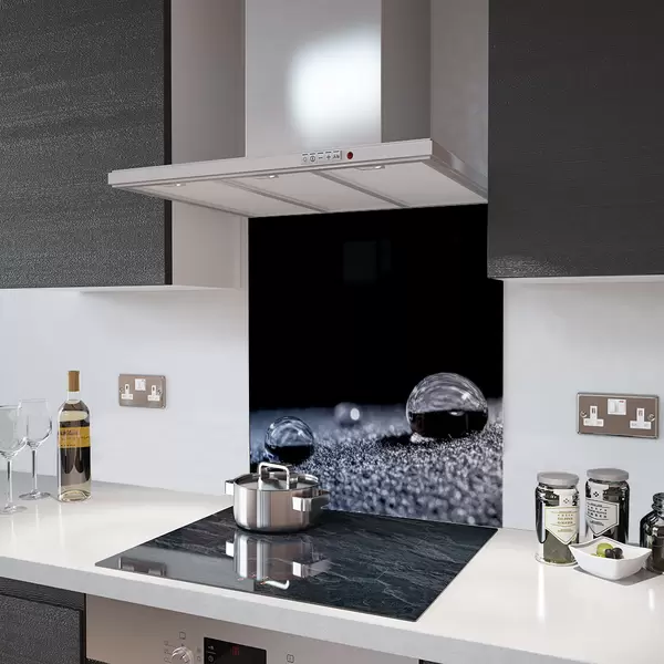 Glass Splashback With Fixing Holes in Deep Space Droplets - 60cm Wide x 100cm High