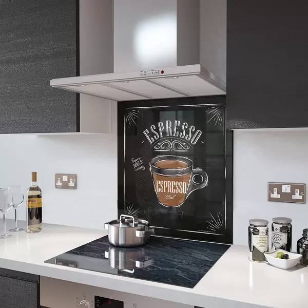 Glass Splashback With Fixing Holes in Espresso Coffee - 60cm Wide x 100cm High