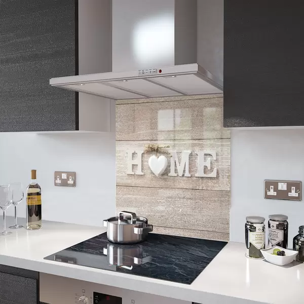 Home and White Heart - Kitchen Glass Splashback - 40cm Wide x 60cm High