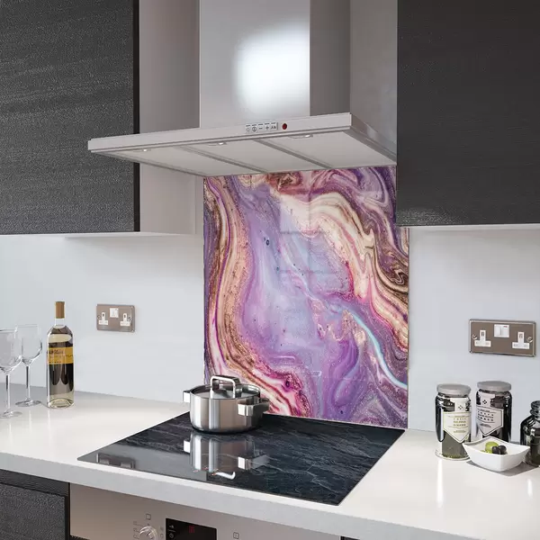 Glass Splashback With Fixing Holes in Liquid Amethyst - 60cm Wide x 100cm High